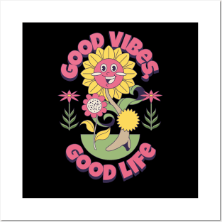 Good Vibes, Good Life Retro Groovy Positive Design Posters and Art